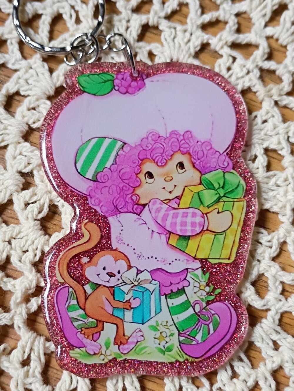 Raspberry Tart, Strawberry Shortcake Keychain, Backpack, Purse Charm